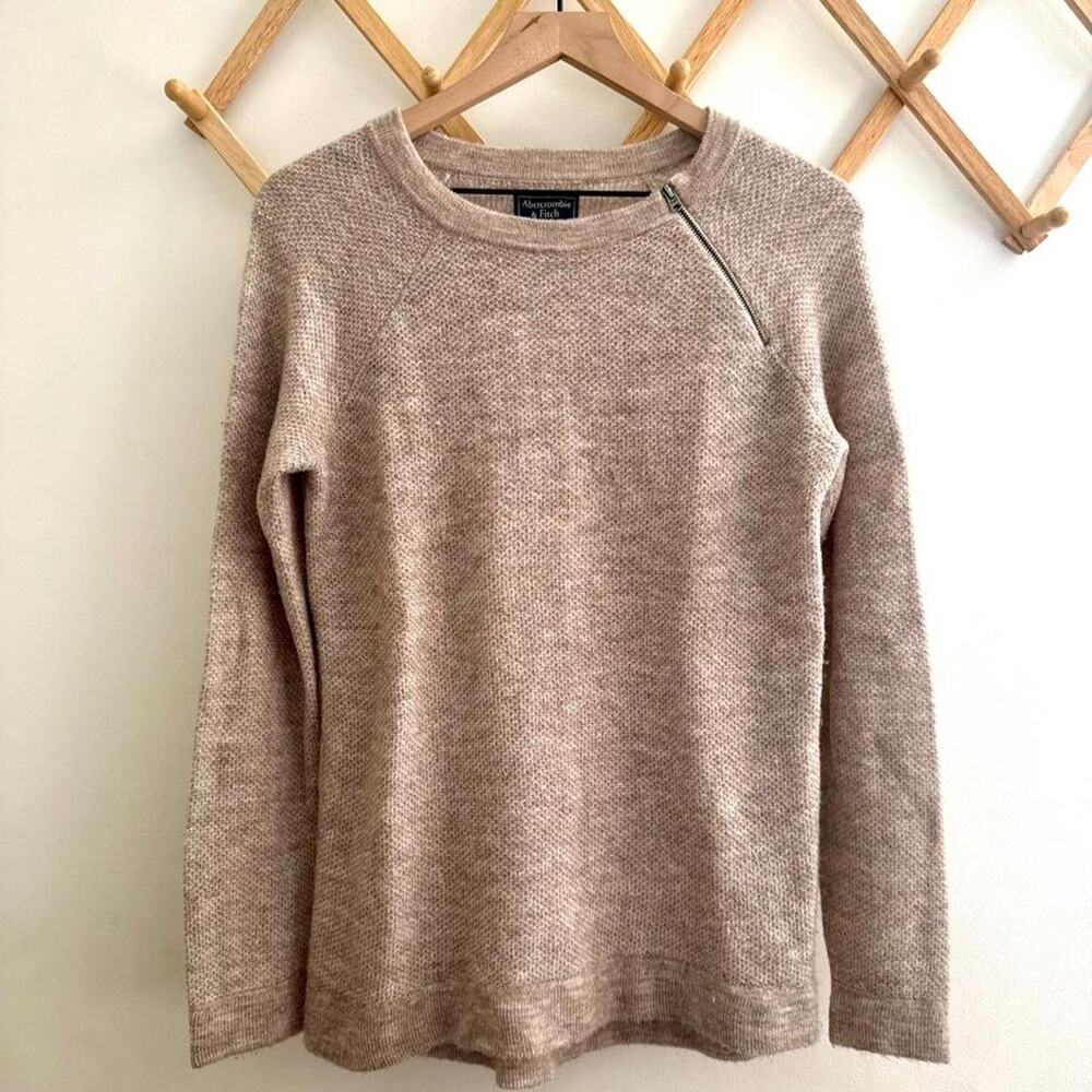 Abercrombie fitch cozy knit oatmeal taupe size small sweater